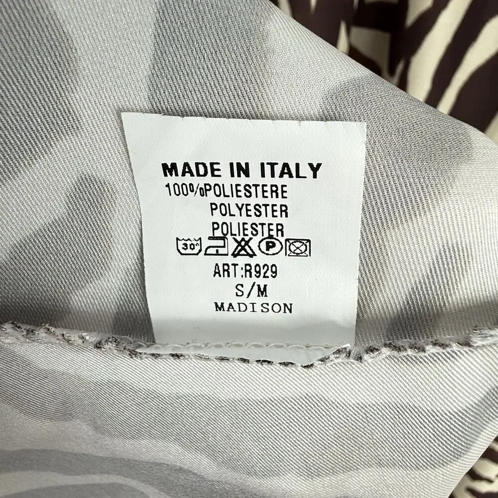Madison Made in Italy Zebra Midi Skirt Brown Animal Print Elastic Waist S/M